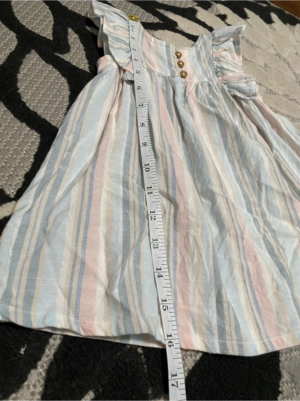 Carter’s Baby Striped Pink & Blue Ruffle-Sleeve Dress 12 Month